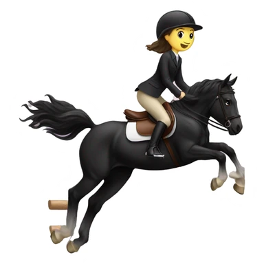 Girl riding black horse over a jump in an English saddle sticker