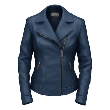  Realistic open front Navy blue leather fashion jacket isolated.  sticker