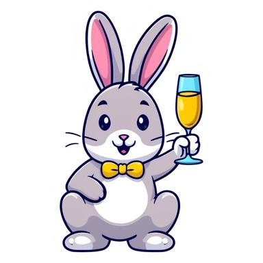 Fancy Easter bunny with champagne glass sticker