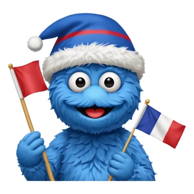cookie monster with french flag sticker