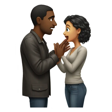 Guy saying no to kiss from girl  sticker