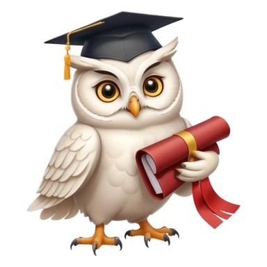 happy white Owl dancing with graduation hat and diploma in claws sticker
