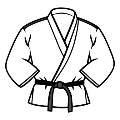 Folded martial arts uniform with belt sticker