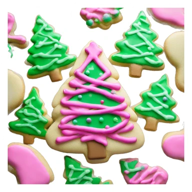  Christmas tree sugar cookie with pink frosting  sticker