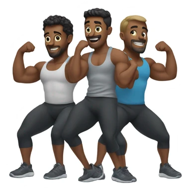 4 dudes working out  sticker