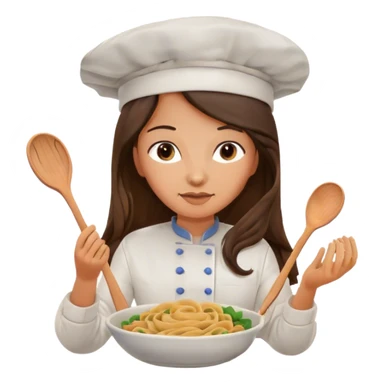 Long hair brunette chef making pasta dish sticker