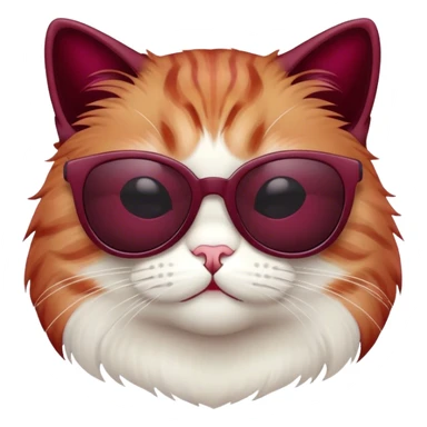 Cat with sunglasses in burgundy color sticker