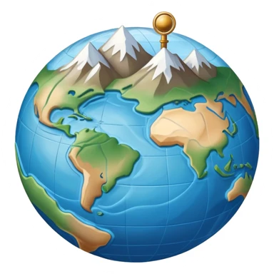 an icon featuring an earth with attitude and longitude lines, a textbook, and a topographic map, symbolizing geography as a science. The design includes a compass, mountain ranges, and rivers, representing the study of Earth's features and landscapes. Transparent background highlights geography. sticker