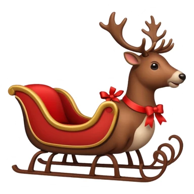 Reindeer on a sleigh with bow sticker