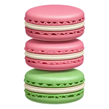 Macarons de colores, café, rosa, blanco y verde, sin plato sticker