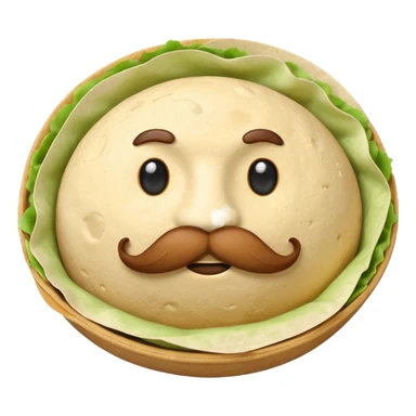 a fresh "Flying" flour tortilla football with a mustache sticker
