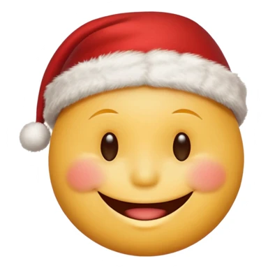 smiling smiley face with closed eyes in a red Christmas hat sticker