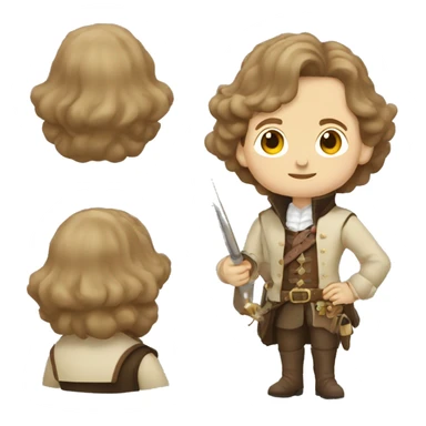 Musketeer beige jacket short brown hair garden sticker
