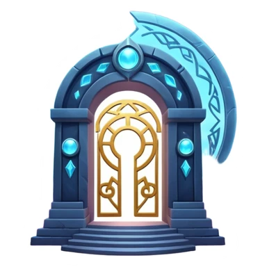 universe gate object icon, gigantic cosmic portal doorway, swirling galaxy energy inside, glowing starry aura, mystical space runes, fantasy sci-fi style, 3D cartoon, mobile game icon style, centered, clean background, no text, no watermark sticker