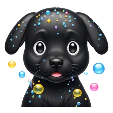 black dog with soap bubbles sticker