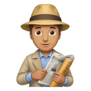 man holding rolled newspaper while walking sticker