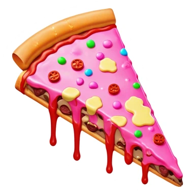 Melted neon  spam meat ice cream pizza slice sticker