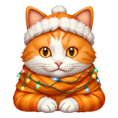 cat wrapped up in christmas lights sticker