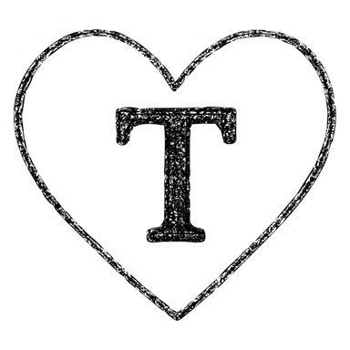 pink heart with a bold letter T in the center sticker