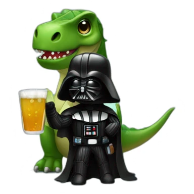 Dark vador drinking with a dinosaur sticker
