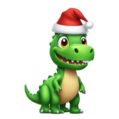 Green Dino wearing Santa hat sticker