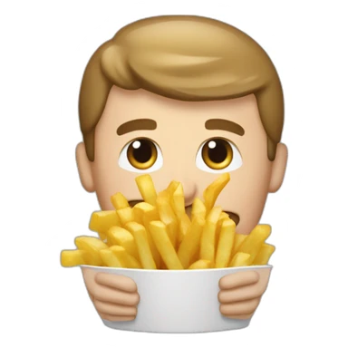 Macron qui mange un paquet de frites sticker