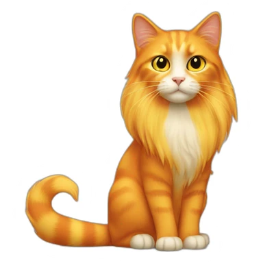 Orange and yellow cat with long hair sticker