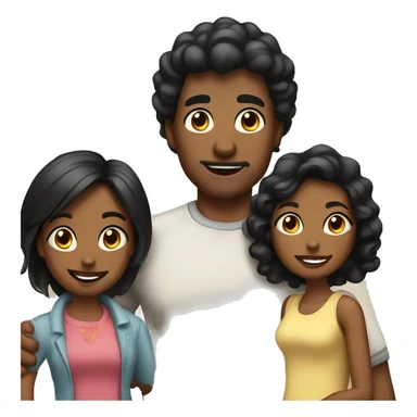 Family 3 daughters mother with Black hair and Dad Almost Bold sticker