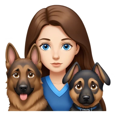 Lange locken braunen Haaren mit helle Haut und blaue Augen, dazu mit deutscher Schäferhund  sticker