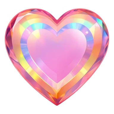 Heart cut pink fire opal gemstone with holographic rainbow plays of fire and brilliance sticker