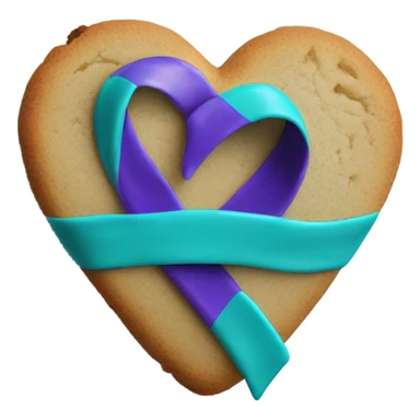 Purple teal Suicide awareness ribbon on heart cookie sticker