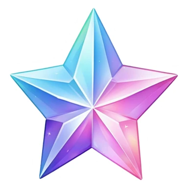 Gradient iridescent Pastel rainbow Pink violet blue crystal star  sticker