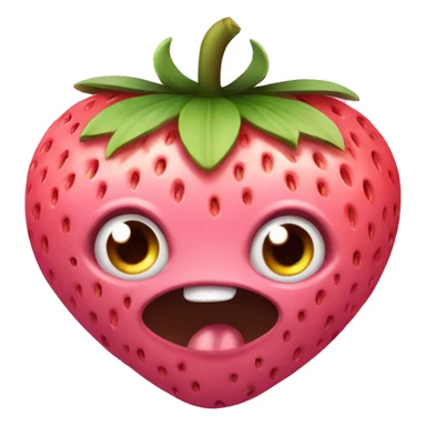 pink strawberry bat cute with strawberry big pink eyes  sticker