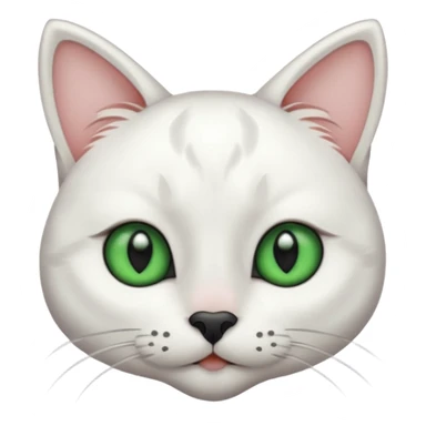 Haz una gata de ojos verdes la cara blanca con mancha negra en las orejas que agarra parte de la frente del lado der pero del iz va desde el ojo hasta la oreja la mancha, tiene la nariz negra en forma de corazón y todo lo que sobra de la cara, barbilla la nariz arriba y el lado de bigotes es blanca sticker