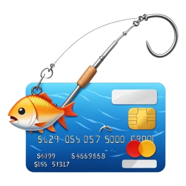 credit card phishing prevention with a fishing hook sticker