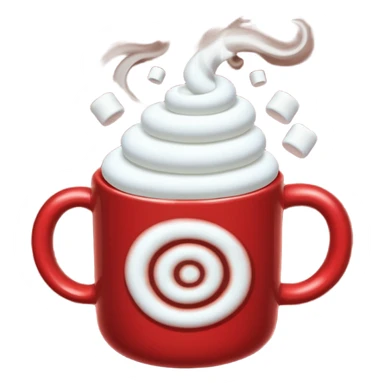 red mug of hot chocolate with marshmallows sticker
