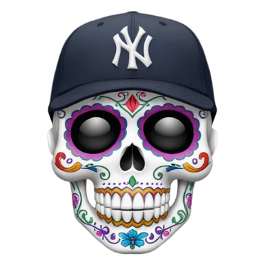 Skull día de muertos wearing a black New York Yankees new era cap  sticker