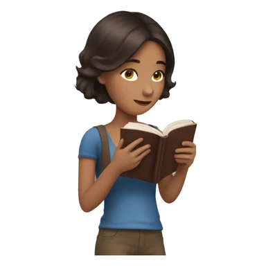 brunette girl reading a book in her hands sticker