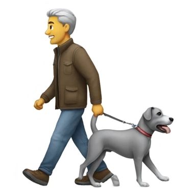 Man walking a grey dog sticker