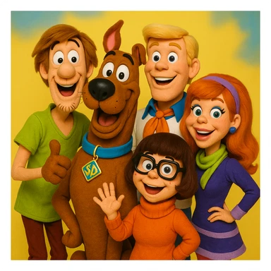 scooby doo sous forme des marionnette style minikeums la célèbre émission française

 sticker