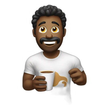 Un homme zoomé qui boit un café en faisant une grimace tshirt noir sticker