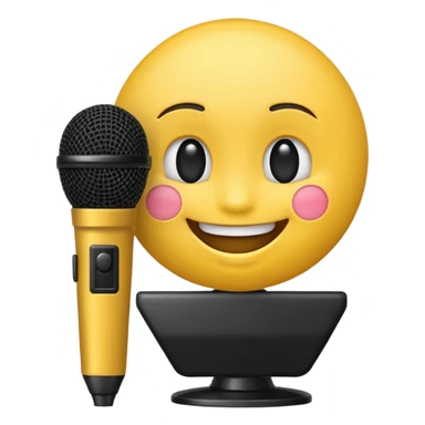 laughing face emoji next to a mic sticker