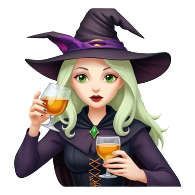 Witch drinking alcohol sticker