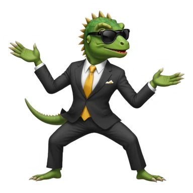 capitalist iguana banker godfather with black sunglasses breakdance no problem sticker