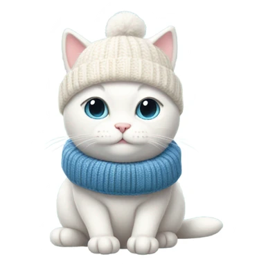 white cat using winter clothes sticker
