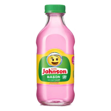 johnson johson baby oil bottle, pink label sticker