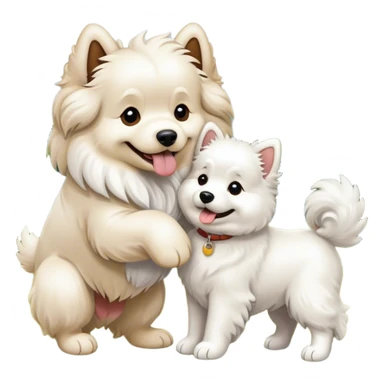 cocker spaniel and samoyed playing together  sticker
