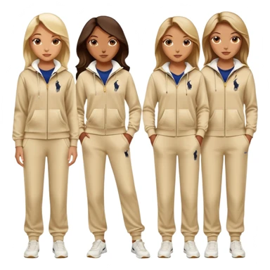 Women in beige Ralph Lauren  polo jogging suits  sticker