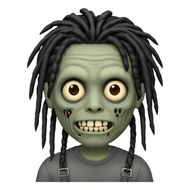 memoji iphone zombie with black dreads black tee and braces sticker