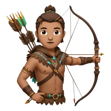 The classic hunter image with a bow and arrow on his back, dressed in brown with some animal made decorations sticker